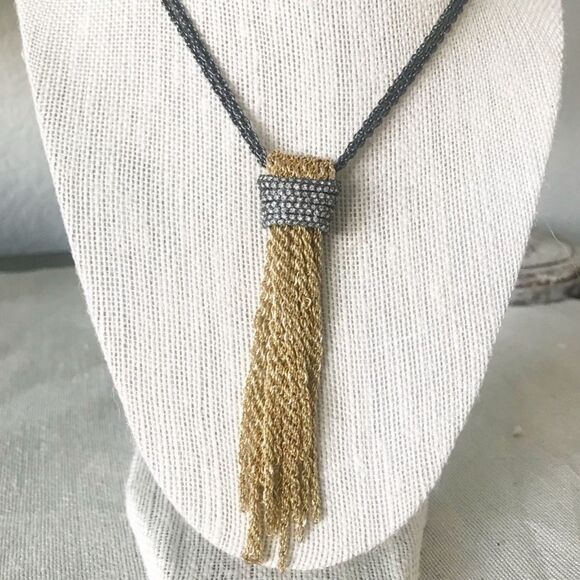 Stella & Dot ~ Windsor Pave Tassel Chain Necklace - Picture 4 of 7